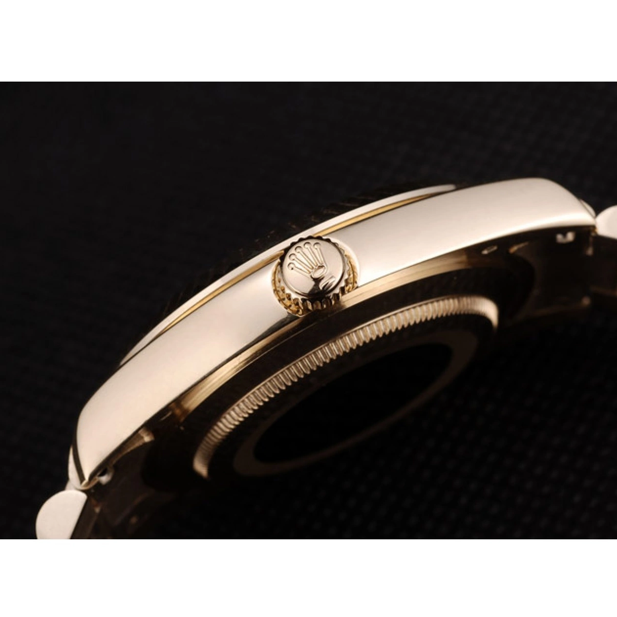 Best AAA Replica Sites DayDate Gold Swiss Bezel 41998 Rolex Steel Black Ribbed Dial Stainless 0717